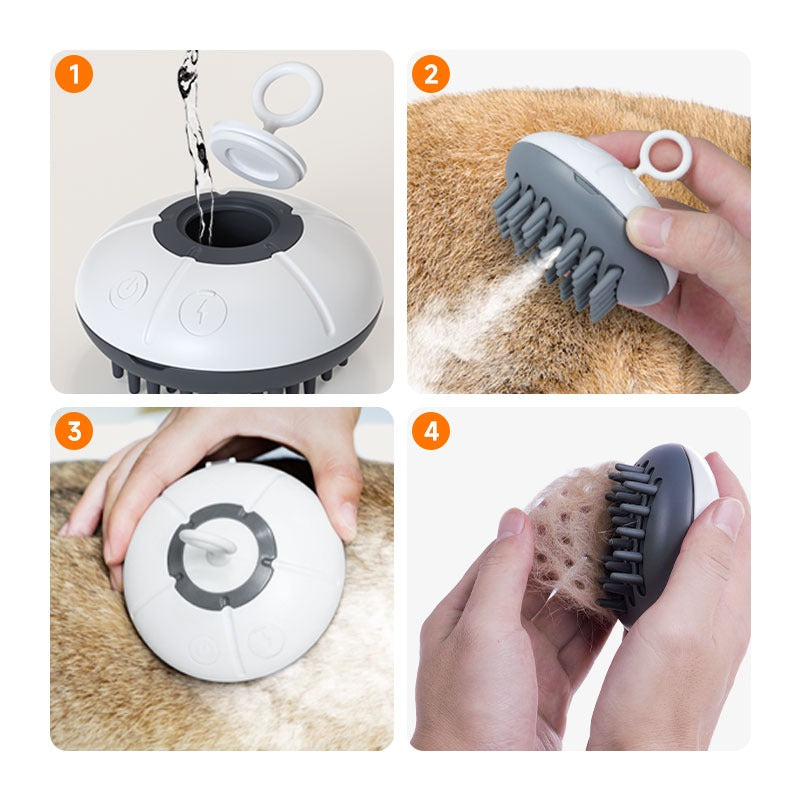 PC01 |3 in 1 Electric Anti-splashing Cat Brush With Steam Spray for Massage Pet Grooming Comb Hair Removal