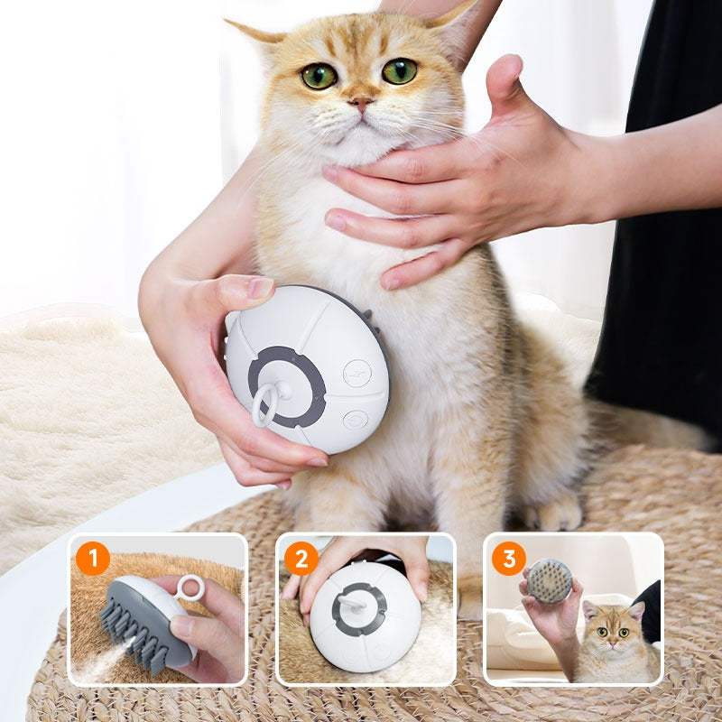 PC01 |3 in 1 Electric Anti-splashing Cat Brush With Steam Spray for Massage Pet Grooming Comb Hair Removal